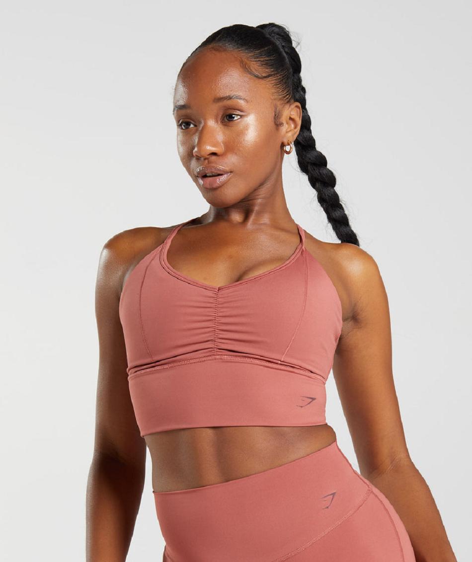 Gymshark Elevate Longline Ženske Sportski Grudnjak Roze Smeđe | HR 3442BEX